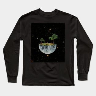 Floating Moon collage art Long Sleeve T-Shirt